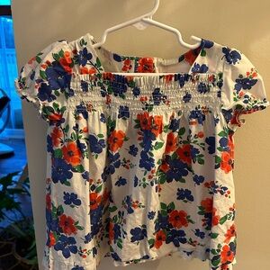 Janie and Jack Floral Kids Blouse - Blue, Red, White
